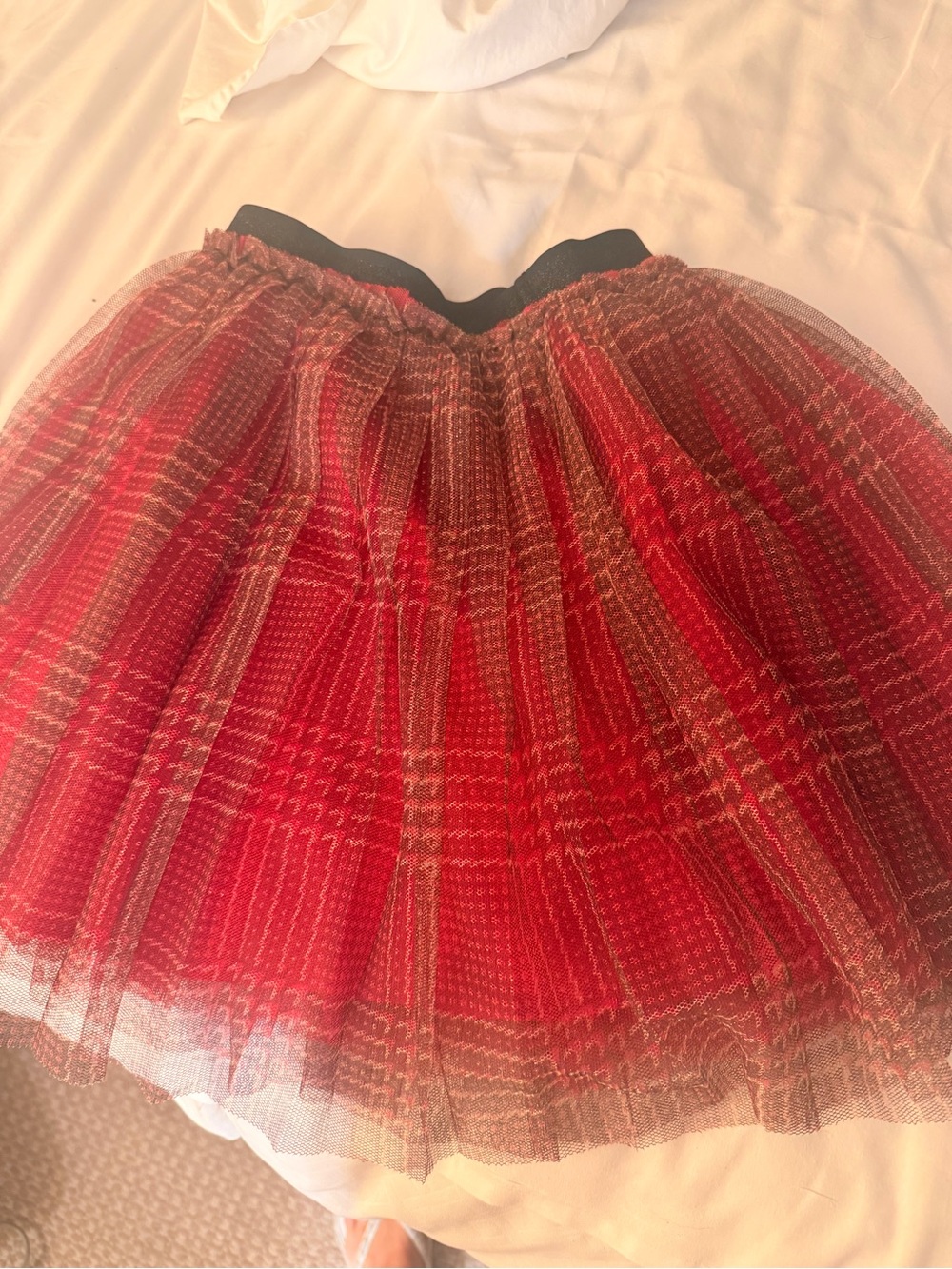 Mayoral Red Plaid Tulle Skirt